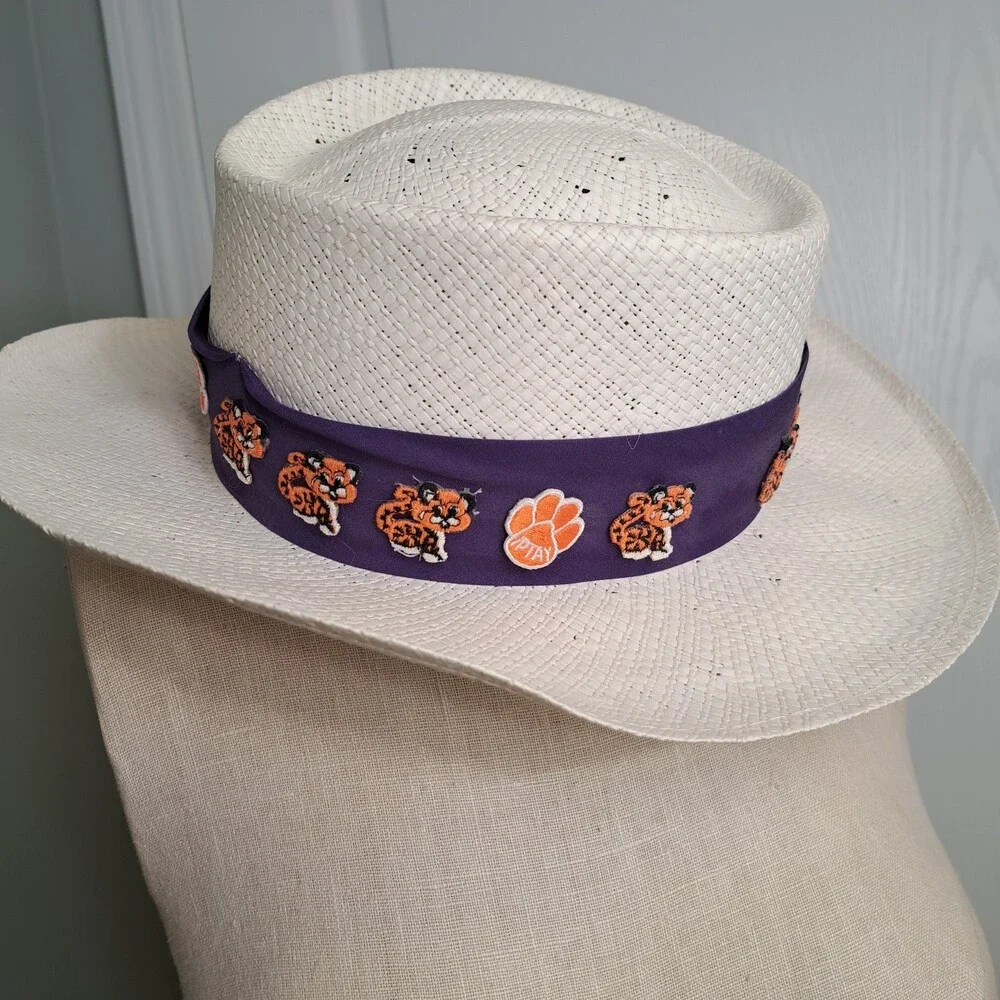 Clemson IPTAY White Straw Panama Hat London Fog